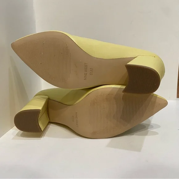 Yellow Block Heel Nine West Cara Pump Heels (Women’s 6.5) - Picture 7 of 12